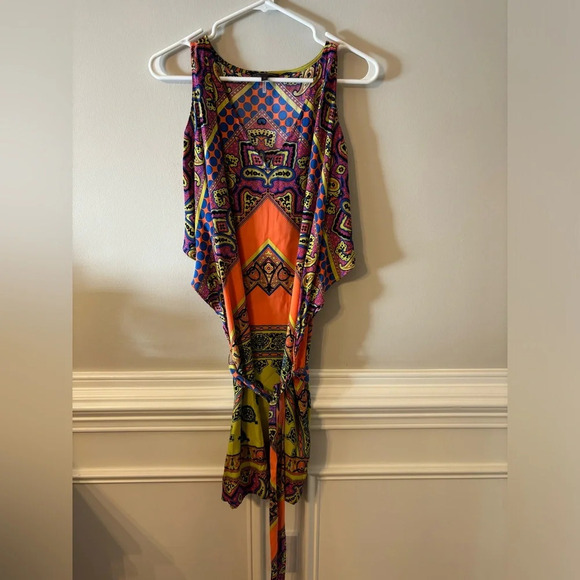 Boho Hale Bob Silk belted caftan mini dress size small - Picture 9 of 9